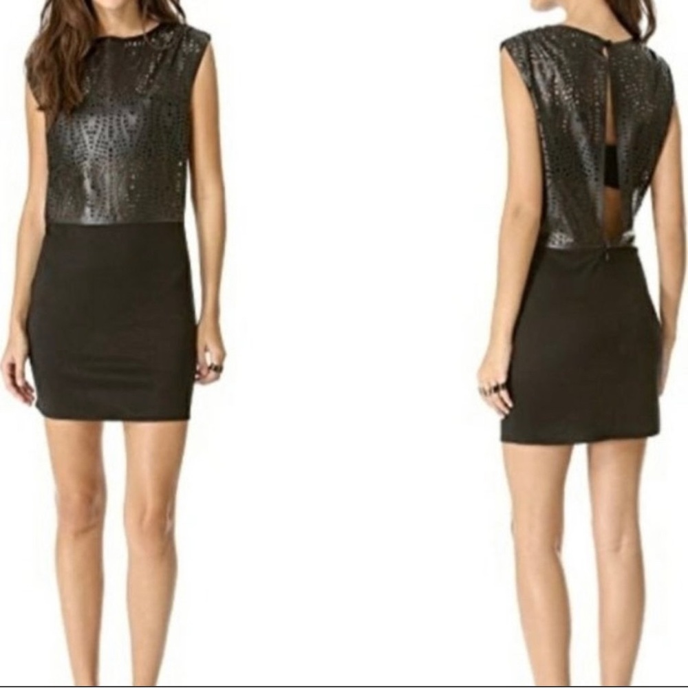 House of Harlow 1960 Jett faux leather cutout cocktail dress